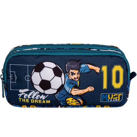 Trousse 2 compartiments zippés must follow the dream football Bleu / vert 1 - vertbaudet enfant 