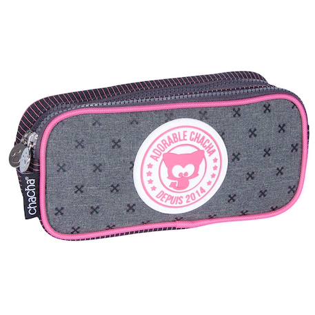Fille-Accessoires-Cartable, trousse-Trousse rectangulaire chacha 22 cm - 2 compartiments (retro)