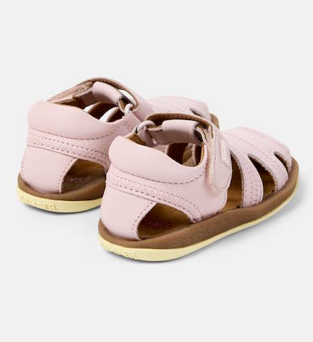 Sandales fille cuir BICHO Gris moyen+Rose pastel 9 - vertbaudet enfant 