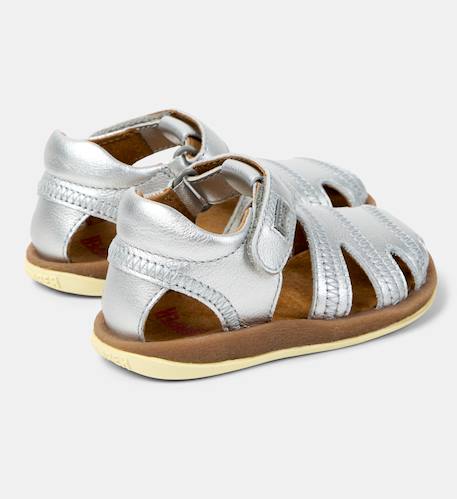 Sandales fille cuir BICHO Gris moyen+Rose pastel 4 - vertbaudet enfant 