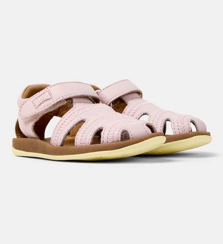 Sandales fille cuir BICHO Gris moyen+Rose pastel 7 - vertbaudet enfant 