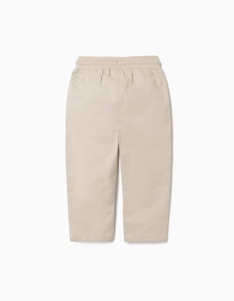 Pantalon ajusté en sergé avec cordon de serrage Beige clair+Bleu foncé 2 - vertbaudet enfant 