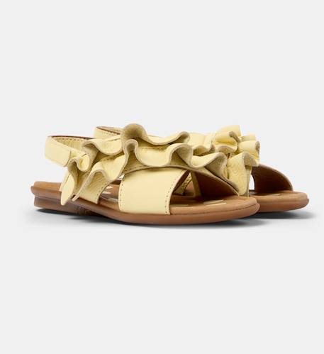 Sandales fille cuir RIGHT KIDS TWINS Jaune pastel+Noir 2 - vertbaudet enfant 
