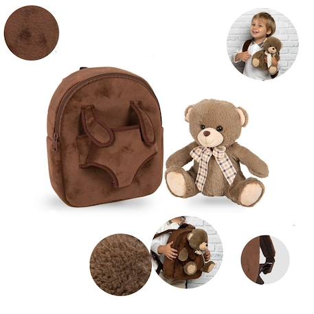 Sac à dos maternelle garçon réversible peluche ours brun Camel 2 - vertbaudet enfant 