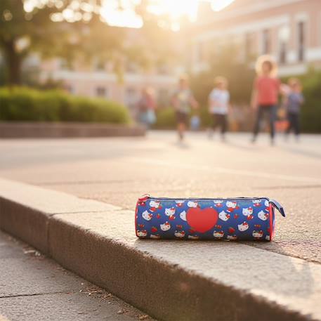 Trousse cylindrique imprimé hello kitty en tissu polyester Bleu / rouge / blanc 2 - vertbaudet enfant 