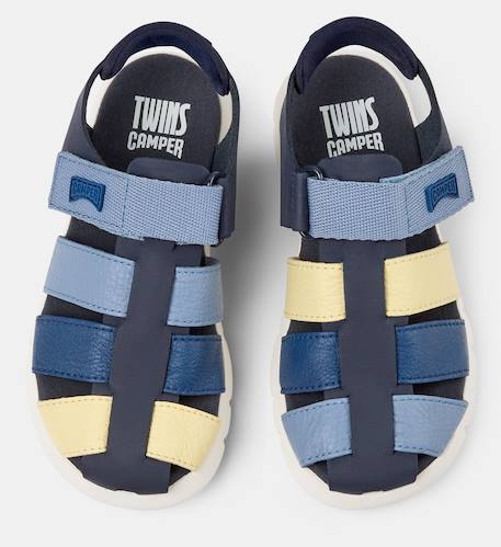 Sandales garçon cuir ORUGA Bleu jaune+Marine+Marron moyen+Noir 2 3 - vertbaudet enfant 