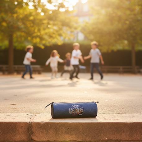 Trousse ronde cylindre 22 cm, fermeture zippée métal Bleu marine 2 - vertbaudet enfant 