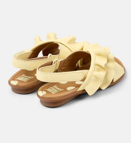 Sandales fille cuir RIGHT KIDS TWINS Jaune pastel+Noir 4 - vertbaudet enfant 