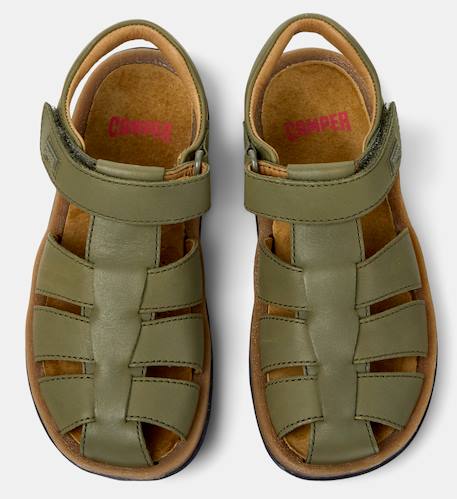 Sandales fille cuir BICHO Bleu marine+Vert moyen 9 - vertbaudet enfant 