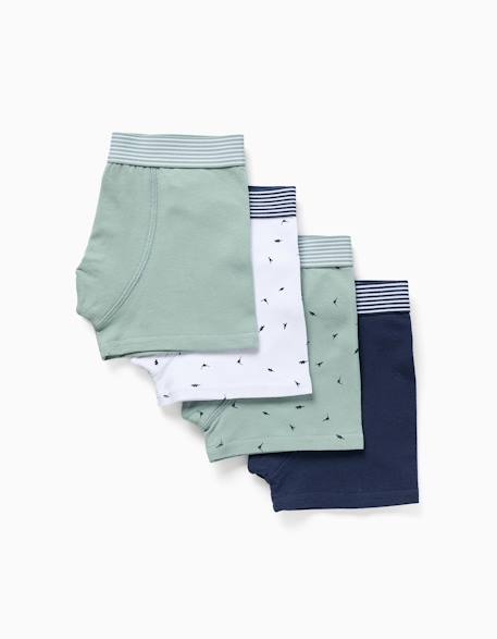 Garçon-Sous-vêtement-Slip, Boxer-Lot de 4 boxers en coton avec imprimés dinosaures