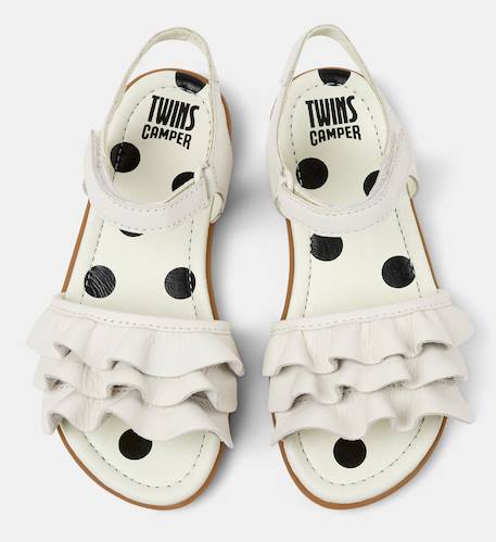 Sandales fille cuir RIGHT KIDS TWINS Blanc naturel+Rose pastel 3 - vertbaudet enfant 