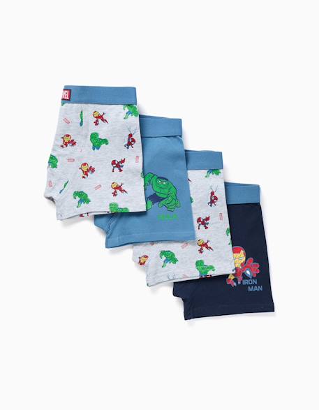 Garçon-Sous-vêtement-Slip, Boxer-Lot de 4 boxers en coton avec imprimés marvel