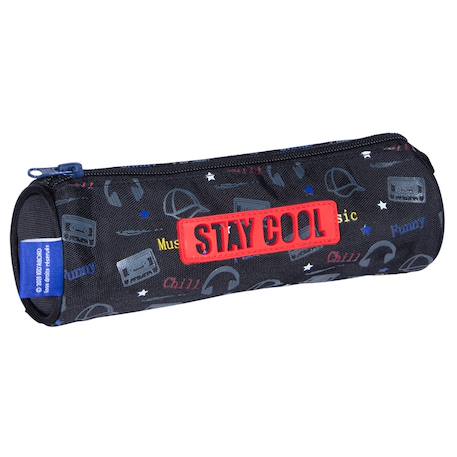 Trousse ronde cylindrique à fermeture zip 1 compartiment 22 cm kip Noir / bleu / marine / noir 1 - vertbaudet enfant 