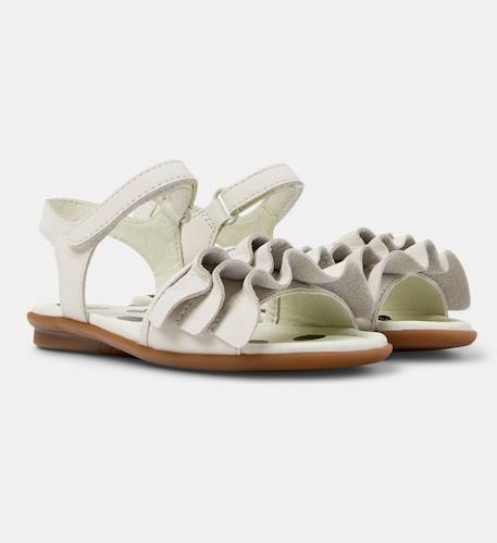 Sandales fille cuir RIGHT KIDS TWINS Blanc naturel+Rose pastel 2 - vertbaudet enfant 