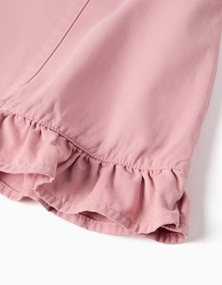 Robe salopette en sergé avec ourlet à volants Rose clair 4 - vertbaudet enfant 