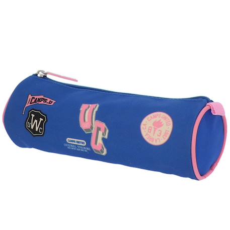 Trousse ronde à fermeture zippée 22 cm cylindre Rose 1 - vertbaudet enfant 