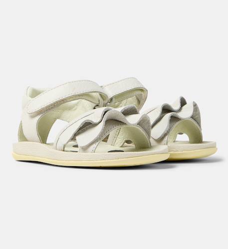 Sandales fille cuir BICHO FW TWINS Blanc naturel+Rose pastel 2 - vertbaudet enfant 