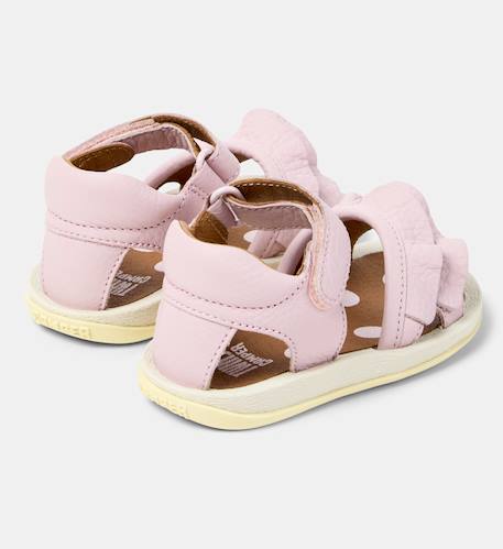 Sandales fille cuir BICHO FW TWINS Blanc naturel+Rose pastel 9 - vertbaudet enfant 