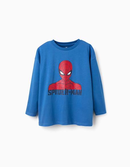 T-shirt en coton à manches longues et imprimé spider-man Bleu 1 - vertbaudet enfant 