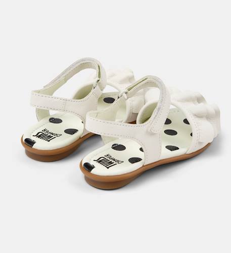 Sandales fille cuir RIGHT KIDS TWINS Blanc naturel+Rose pastel 4 - vertbaudet enfant 