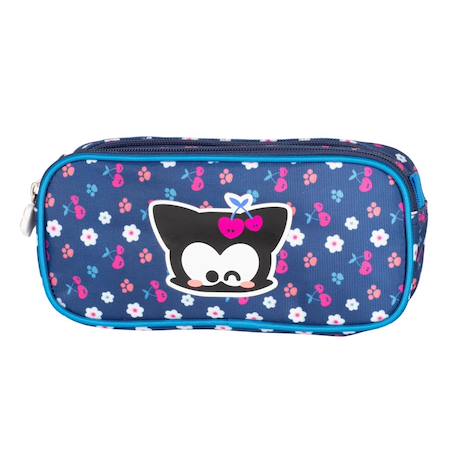 Trousse rectangulaire 2 compartiments zip chacha cherry Bleu 1 - vertbaudet enfant 