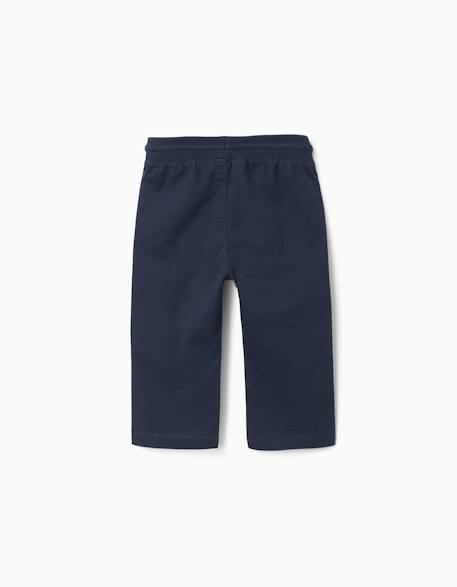Pantalon ajusté en sergé avec cordon de serrage Beige clair+Bleu foncé 5 - vertbaudet enfant 