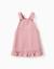 Robe salopette en sergé avec ourlet à volants Rose clair 1 - vertbaudet enfant 