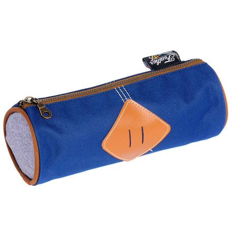 Fille-Trousse ronde 22 cm feather – tissu texturé et fermeture zippée dorée