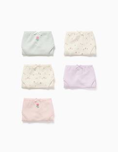 Lot de 5 culottes en coton avec fleurs  - vertbaudet enfant