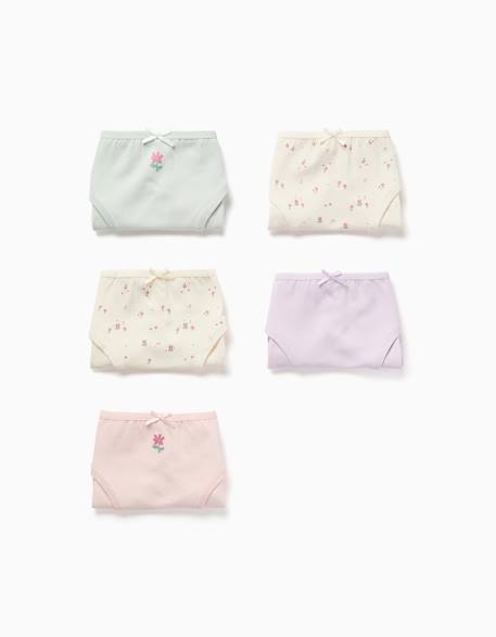 Fille-Lot de 5 culottes en coton avec fleurs