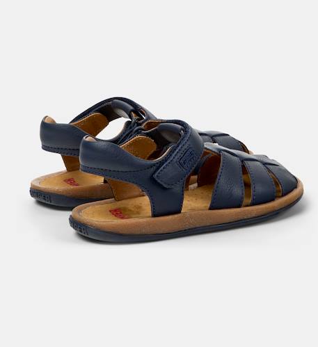Sandales fille cuir BICHO Bleu marine+Vert moyen 4 - vertbaudet enfant 
