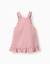 Robe salopette en sergé avec ourlet à volants Rose clair 2 - vertbaudet enfant 