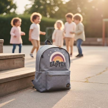 Sac à dos effet textile pailleté arc-en-ciel camps 42 cm Gris / rose / noir 2 - vertbaudet enfant 