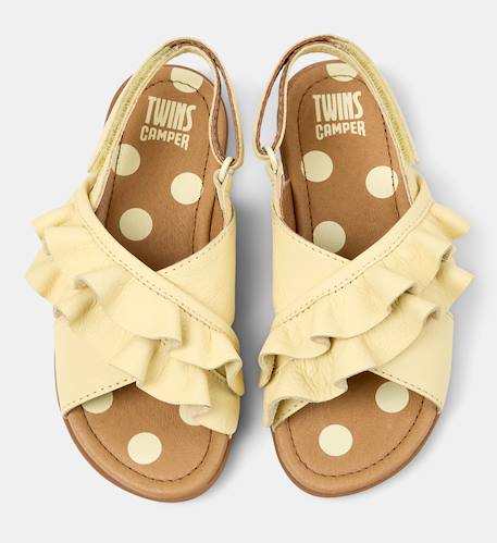 Sandales fille cuir RIGHT KIDS TWINS Jaune pastel+Noir 3 - vertbaudet enfant 