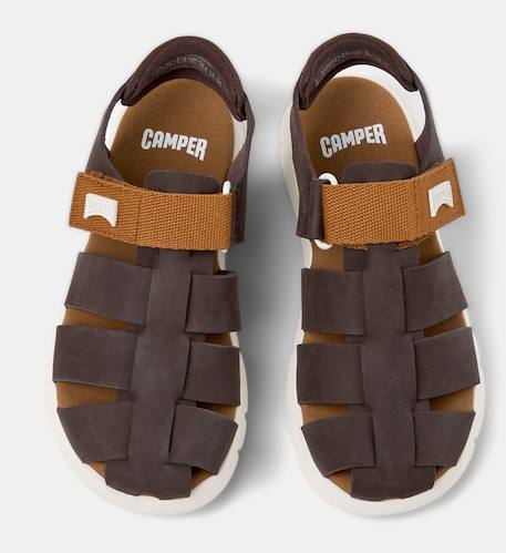 Sandales garçon cuir ORUGA Marron moyen 3 - vertbaudet enfant 