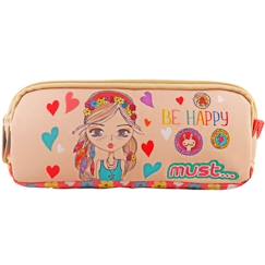 -Trousse rectangulaire cmp be happy – 2 compartiments zippés 21 cm