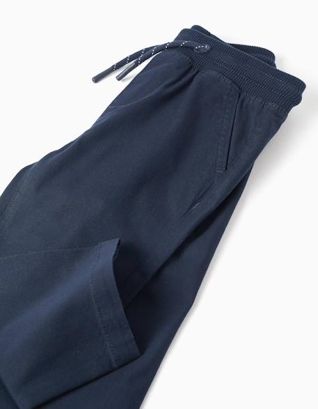 Pantalon ajusté en sergé avec cordon de serrage Beige clair+Bleu foncé 6 - vertbaudet enfant 