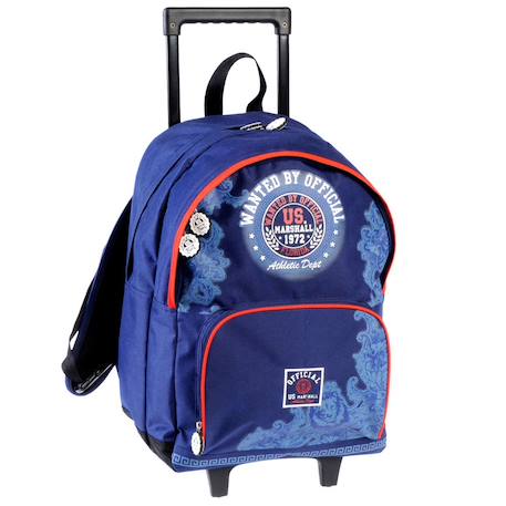 Garçon-Accessoires-Fourniture scolaire-Cartable-Sac à dos à roulettes deux compartiments us marshall 45 cm