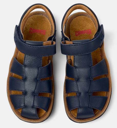 Sandales fille cuir BICHO Bleu marine+Vert moyen 3 - vertbaudet enfant 