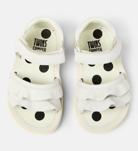 Sandales fille cuir BICHO FW TWINS Blanc naturel+Rose pastel 3 - vertbaudet enfant 