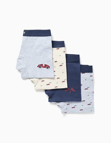 Garçon-Sous-vêtement-Slip, Boxer-Lot de 4 boxers en coton avec imprimés voitures