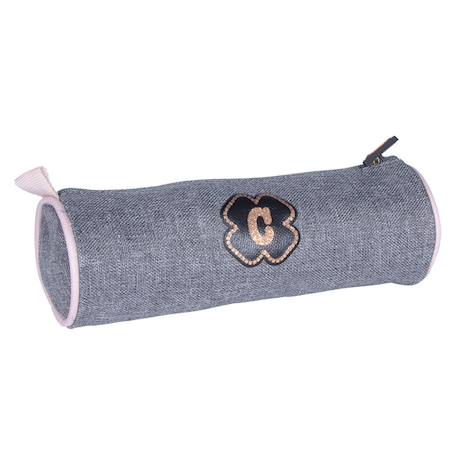 Trousse cylindre à fermeture zippée style boho pailleté 22 cm Gris / bleu / bleu 1 - vertbaudet enfant 