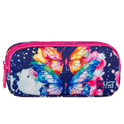 -Trousse rectangle double compartiment zip must team - papillons - 21 x 9 x 6 cm