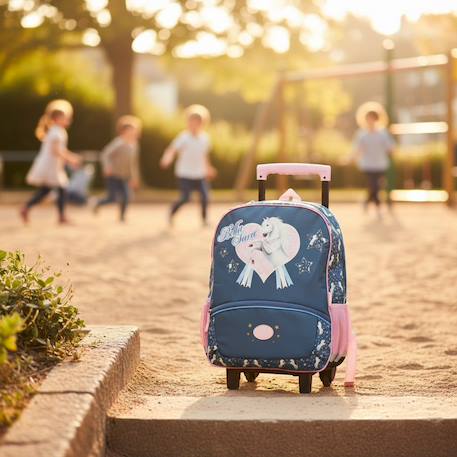 Cartable à roulettes 4 roues étoilé cheval bella sara – 43 cm Blanc / rose / clair 2 - vertbaudet enfant 
