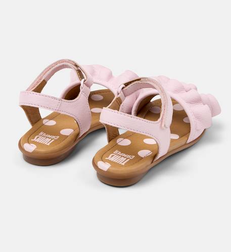 Sandales fille cuir RIGHT KIDS TWINS Blanc naturel+Rose pastel 9 - vertbaudet enfant 