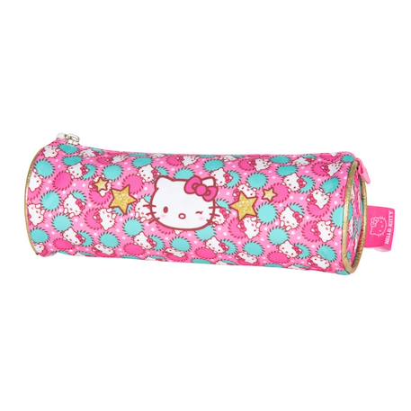 Fille-Trousse ronde zippée hello kitty 22 cm x ø7 cm – 1 compartiment