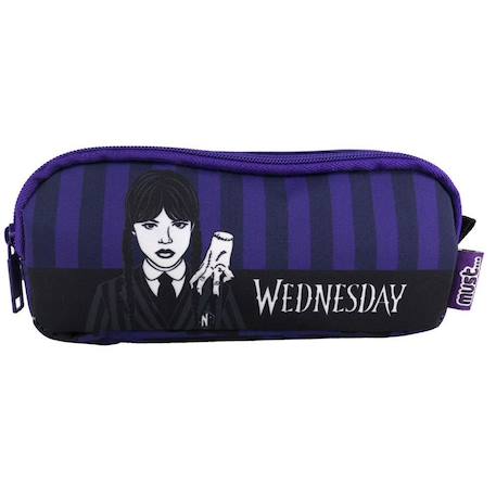 Trousse rectangulaire wednesday 2 compartiments zippés 21 cm Noir 1 - vertbaudet enfant 
