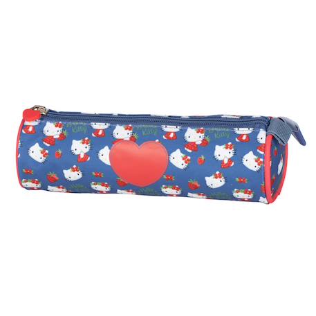 Trousse cylindrique imprimé hello kitty en tissu polyester Bleu / rouge / blanc 1 - vertbaudet enfant 