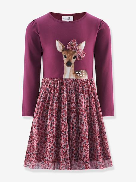 Robe avec imprimé biche fille Happy Girls bordeaux 1 - vertbaudet enfant 