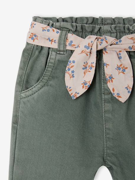 Pantalon paperbag bébé fille VERT MOYEN UNI 3 - vertbaudet enfant 